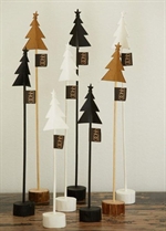 Juletræ på træfod hvid, sort og natur i 3 størrelser - Tinashjem